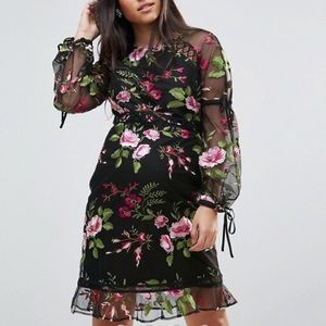 ASOS Maternity Rose Embroidered Shift Dress